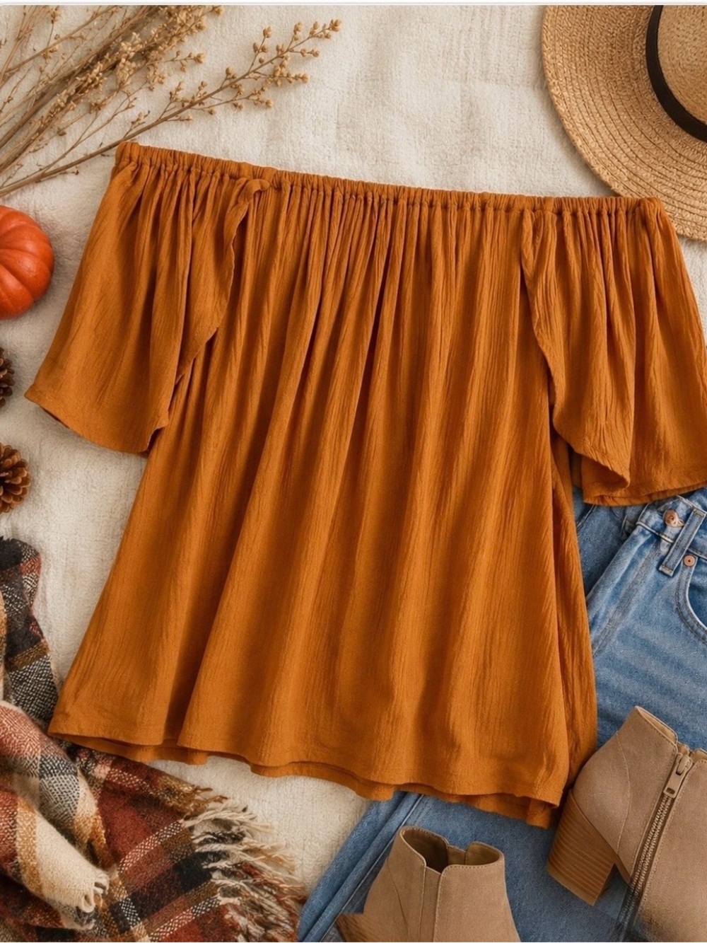 Mango Off-Shoulder Rust Women’s Top